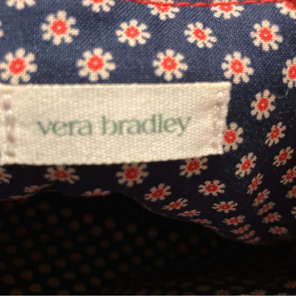 Vtg Vera Bradley red blue floral quiled cute baguette handbag purse tote - Picture 7 of 8